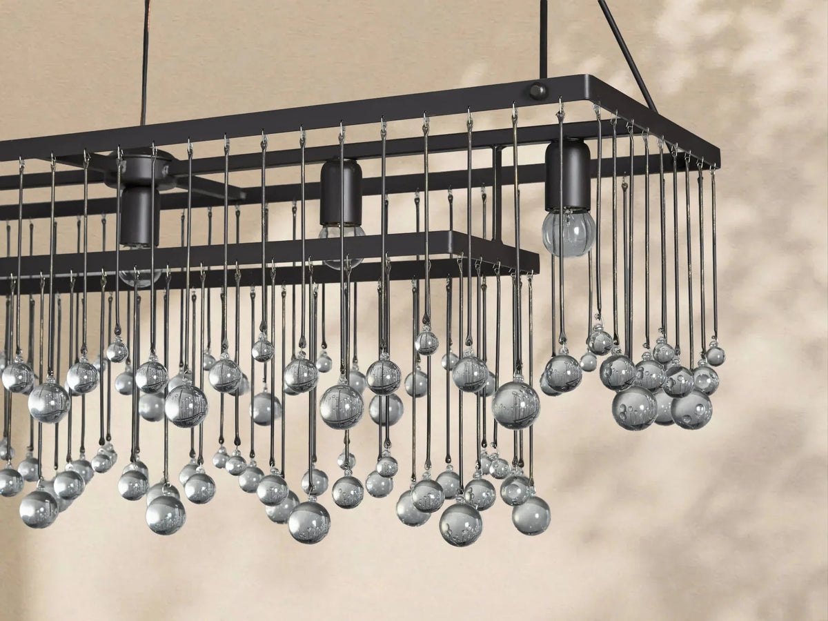 Aubrey Crystal Ball Rectangular Chandelier 47'' 60'' - Cyran Lamps