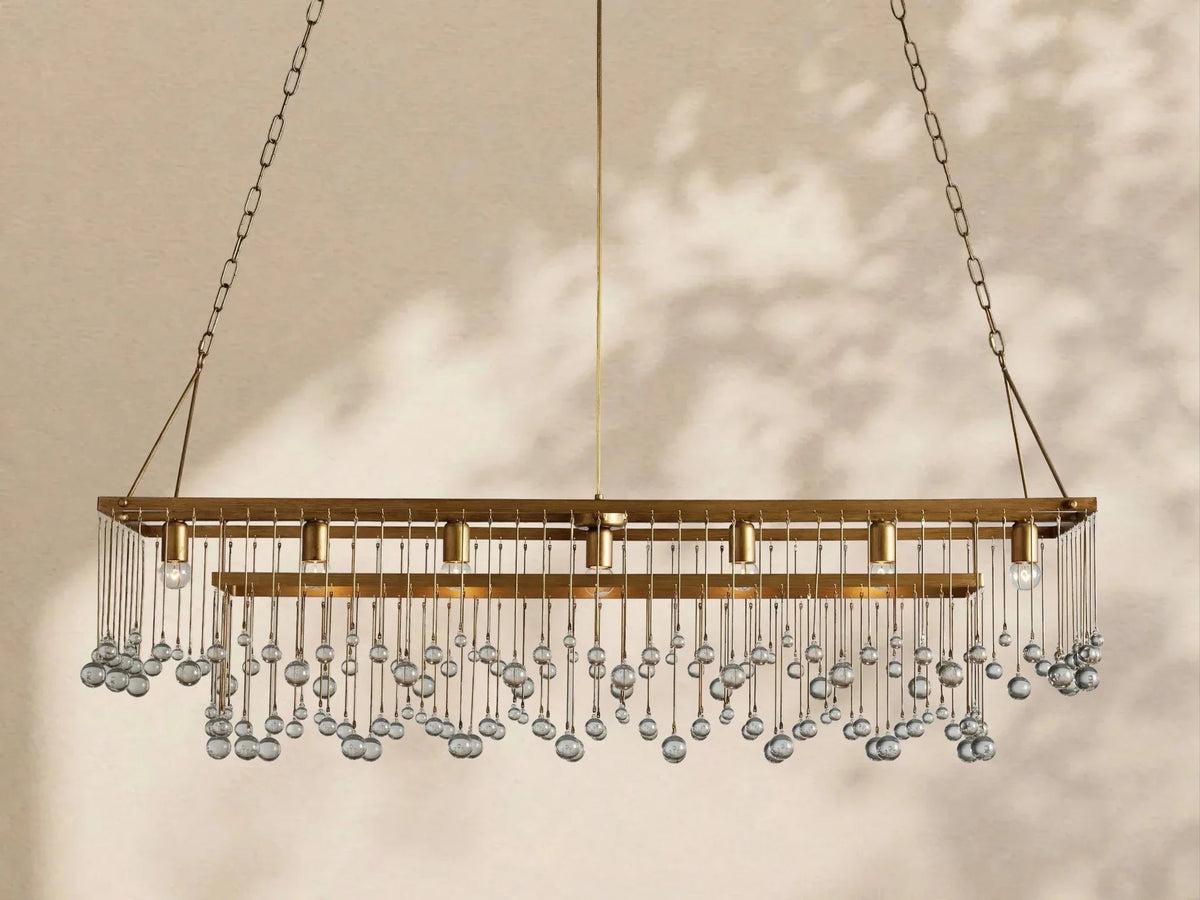 Aubrey Crystal Ball Rectangular Chandelier 47'' 60'' - Cyran Lamps