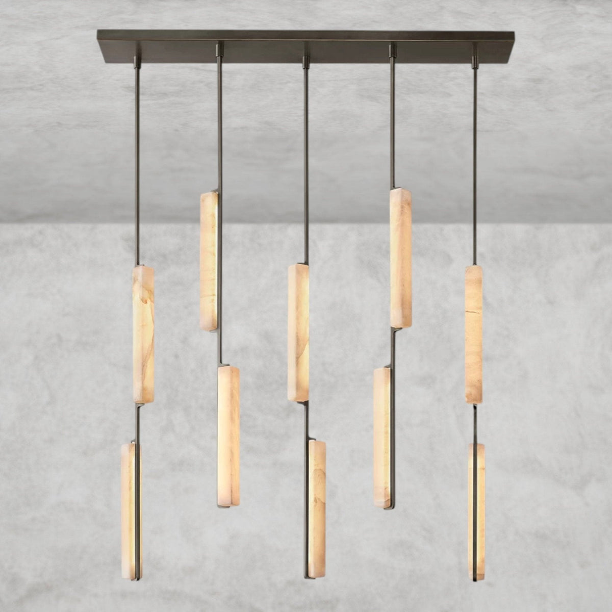 Audaben Alabaster Linear Chandelier 54" - cyranlighting