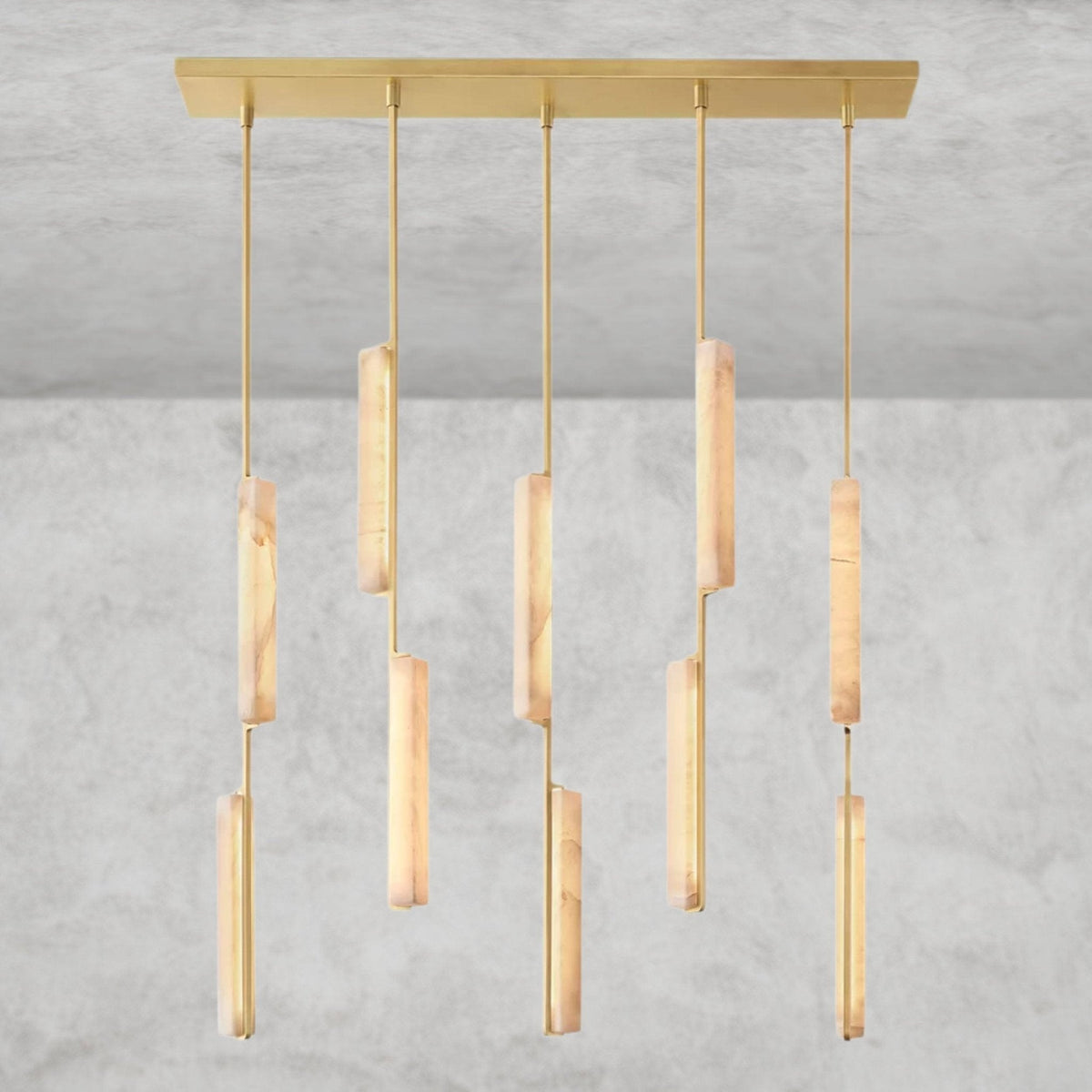 Audaben Alabaster Linear Chandelier 54" - cyranlighting