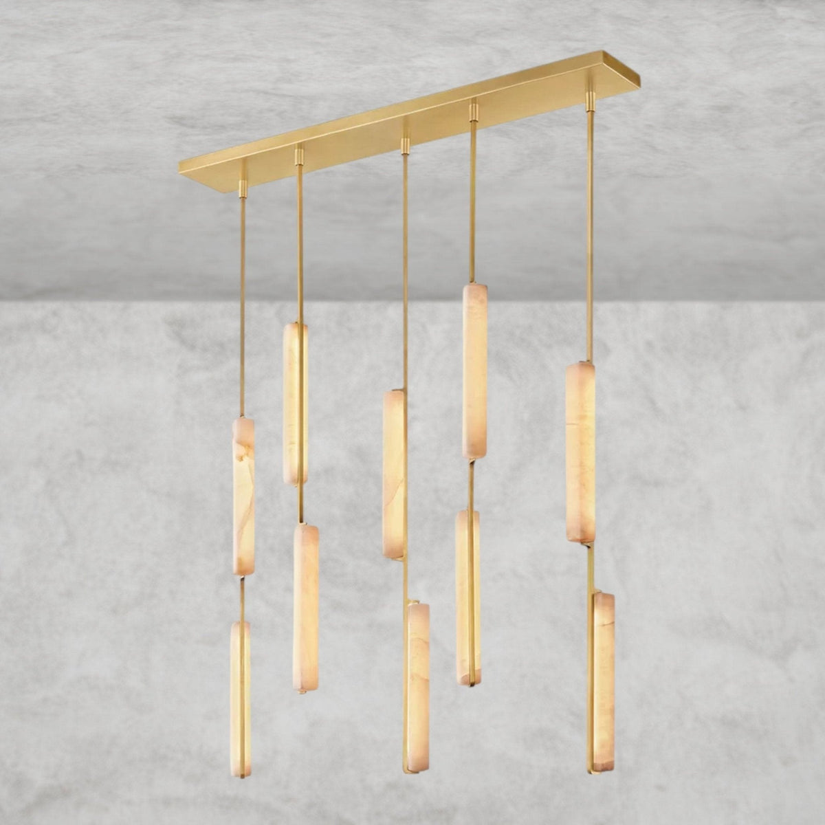 Audaben Alabaster Linear Chandelier 54" - cyranlighting