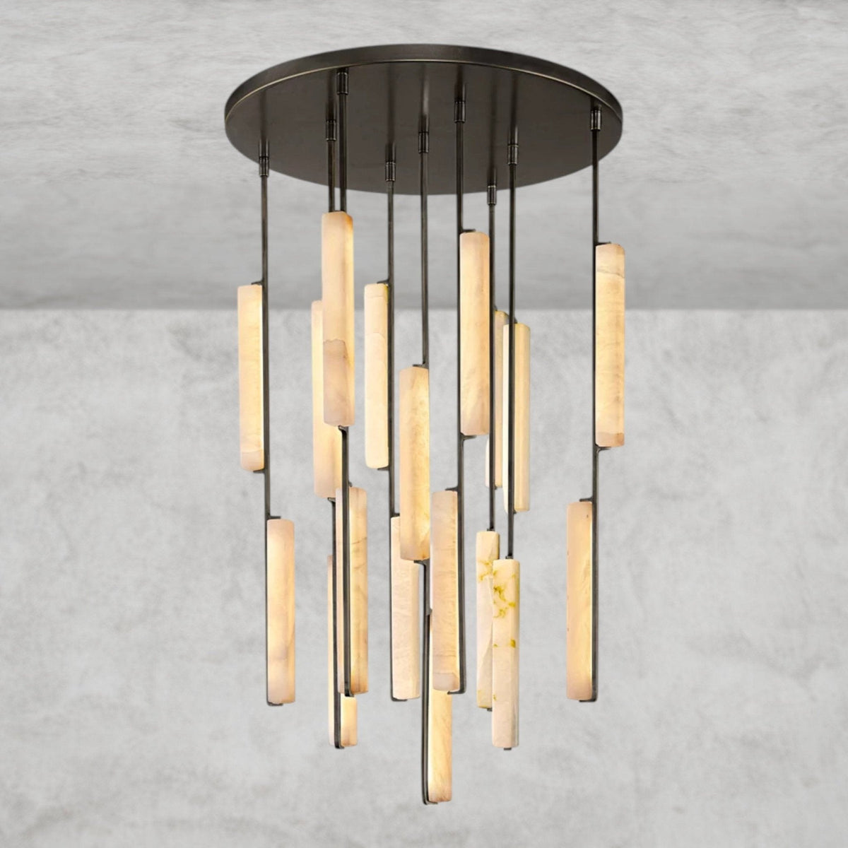 Audaben Alabaster Round Chandelier 24", 40", 56" - cyranlighting