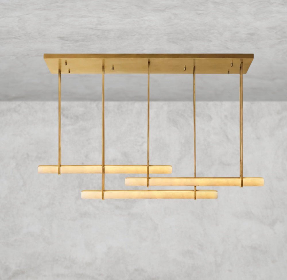Audaben Alabaster Triple Bar Linear Chandelier - cyranlighting