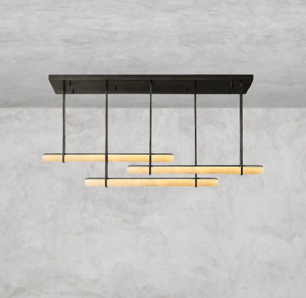 Audaben Alabaster Triple Bar Linear Chandelier - cyranlighting