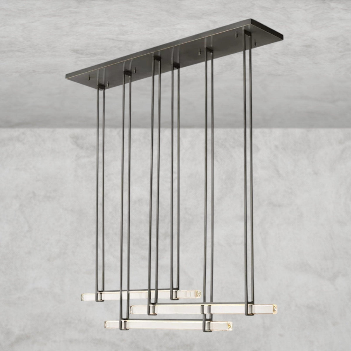 Audaben Crystal Triple Bar Linear Chandelier 60", 72" - Cyran Lamps
