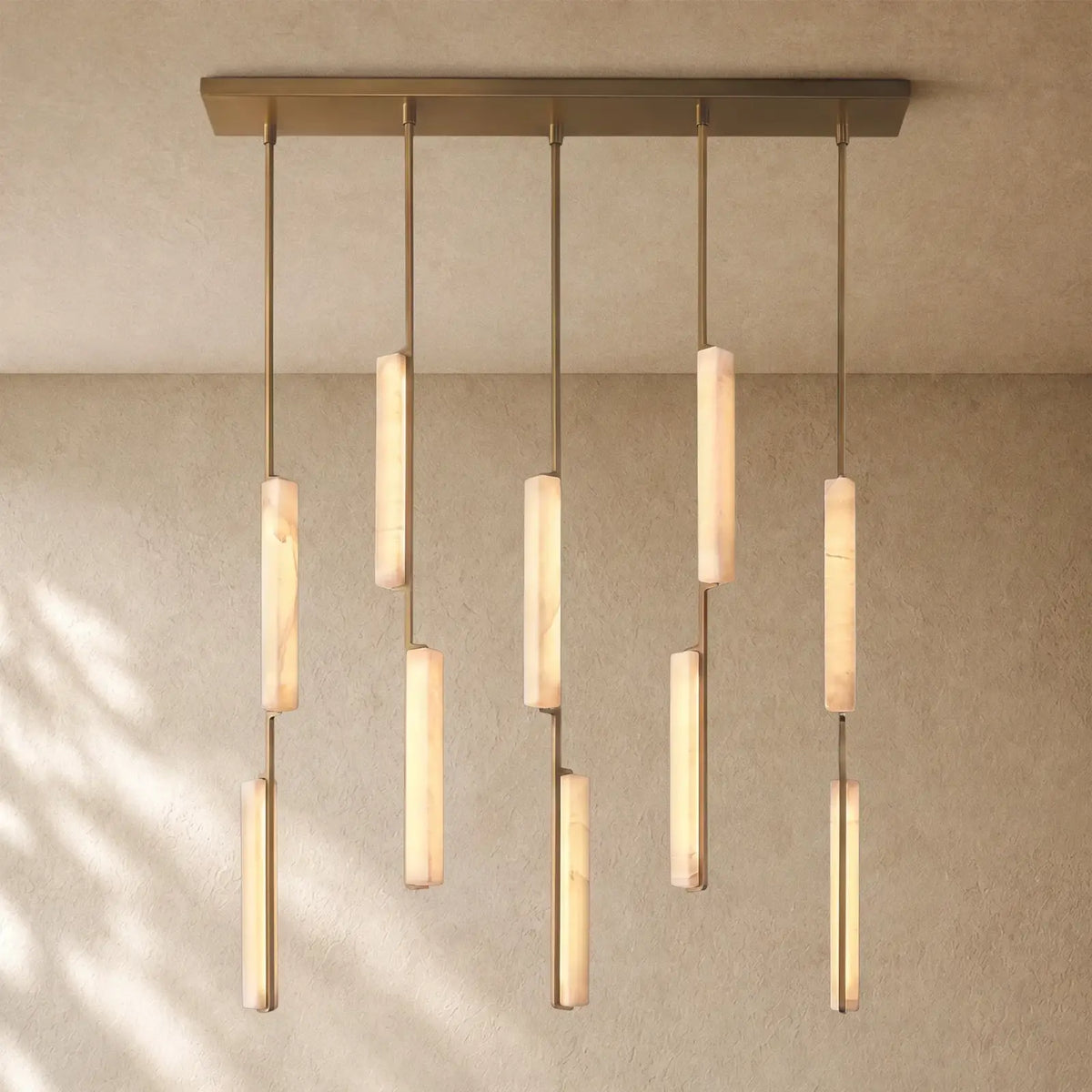 Audubom Alabaster Linear Chandelier - Brass / Classic