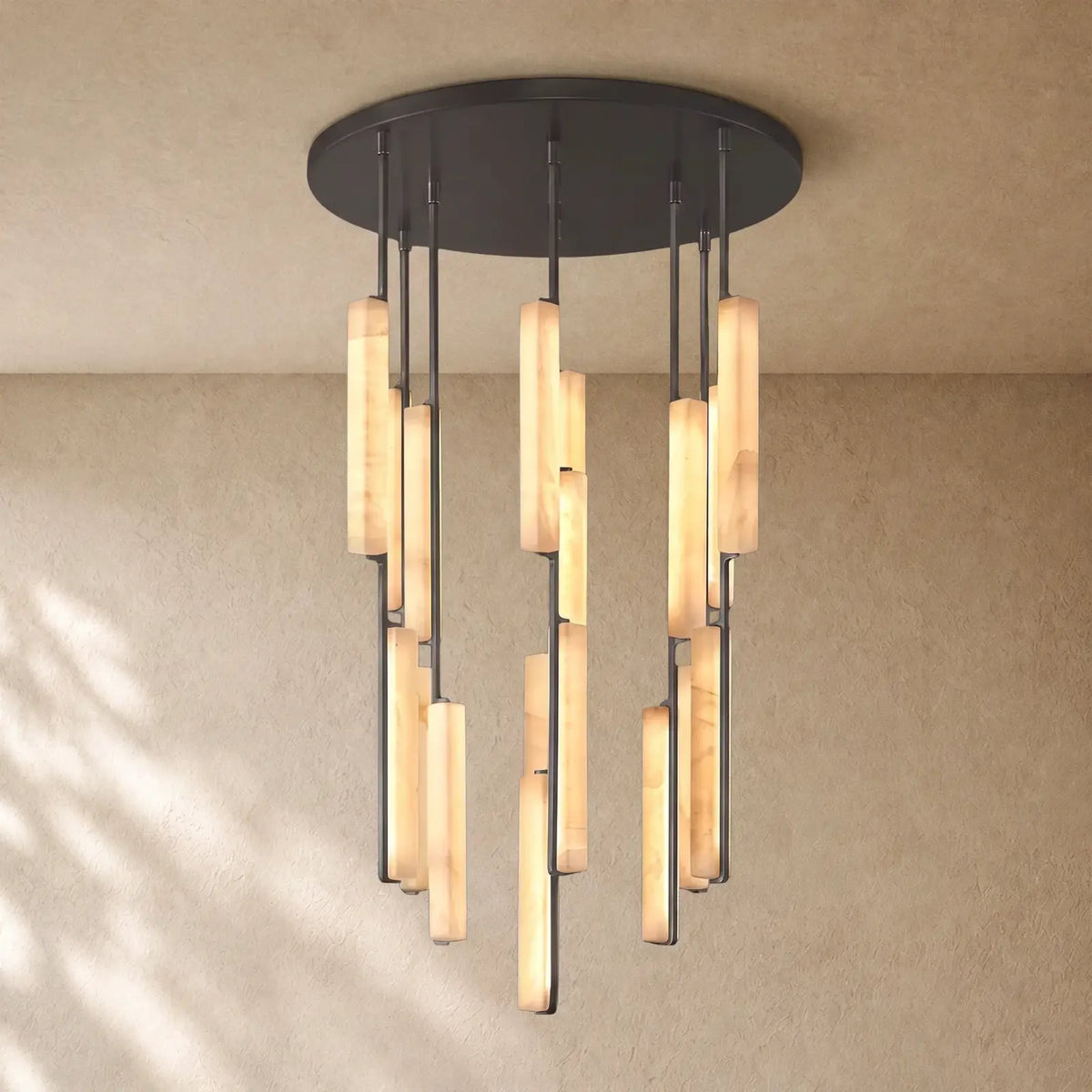 Audubom Alabaster Round Chandelier - 40’’ / Bronze / Classic