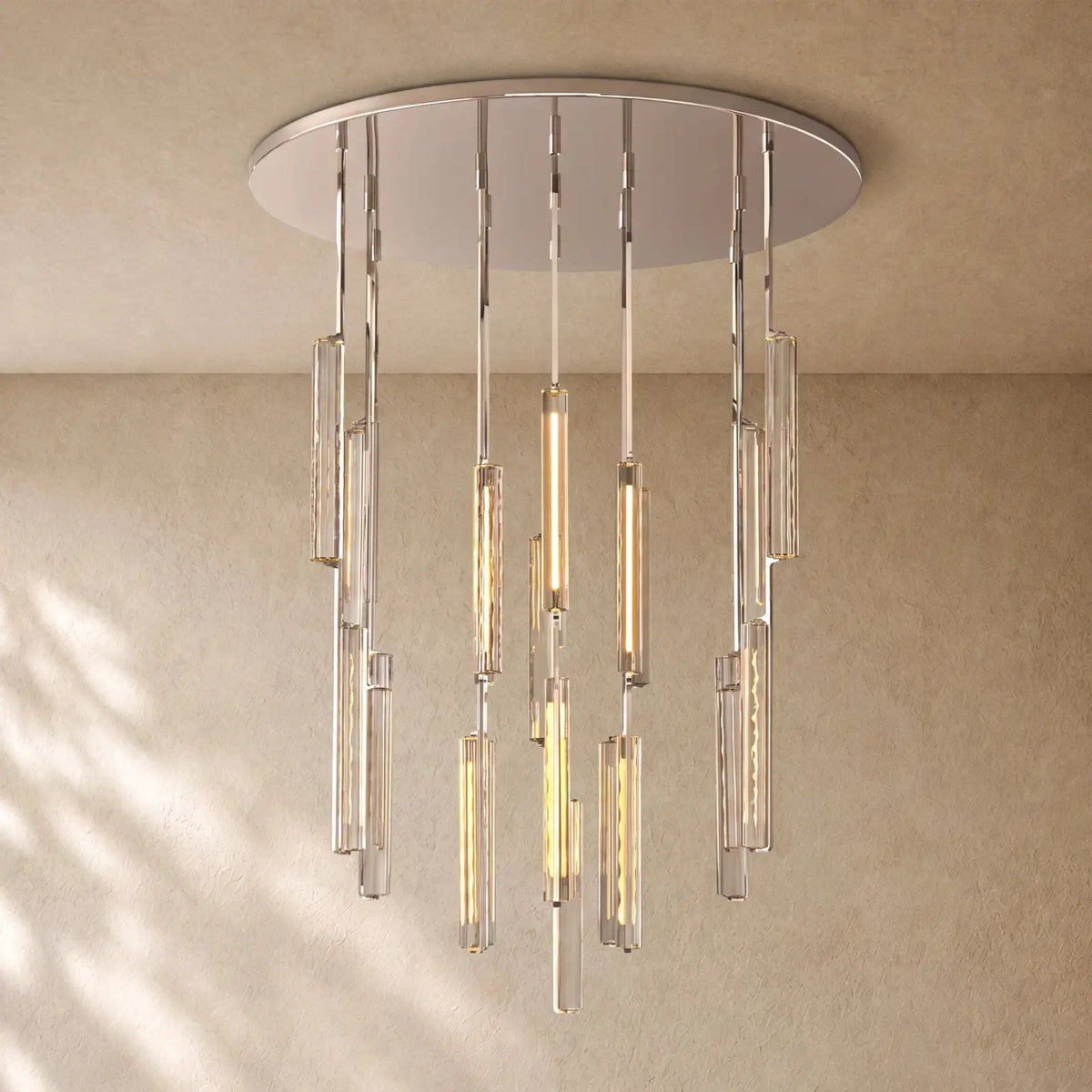 Audubom Crystal Round Chandelier - 56” / Polished Nickel / Classic