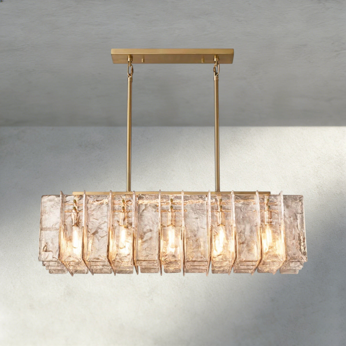 Aurelle Smoke Glass Linear Chandelier - Cyran Lamps