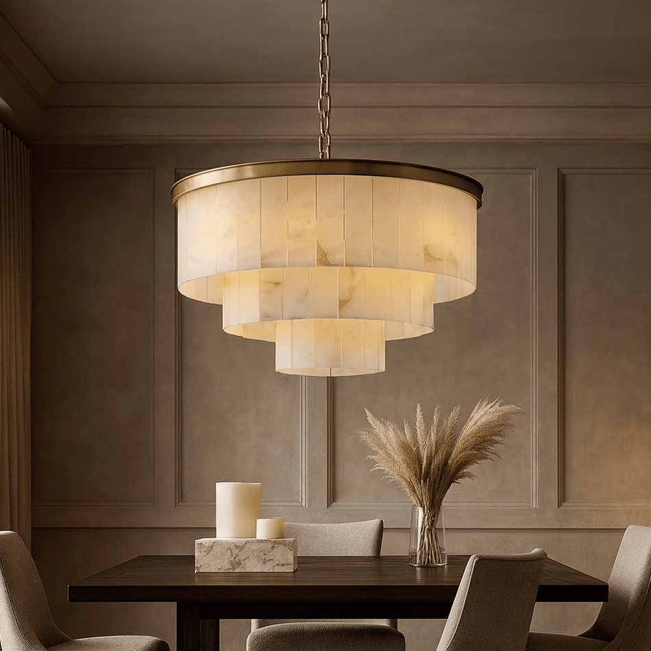Aurora Marble Round Chandelier - cyranlamps