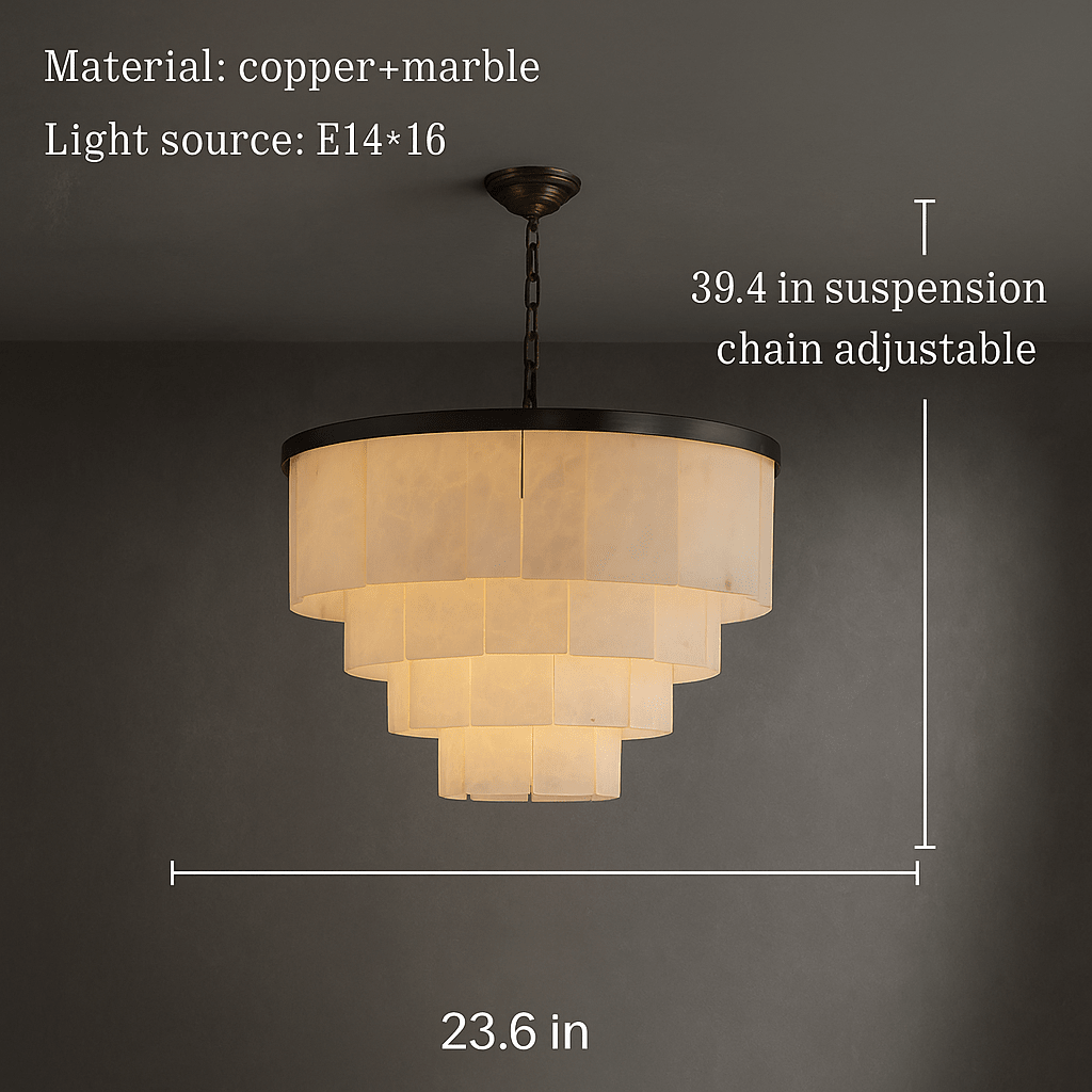 Aurora Marble Tiered Chandelier - cyranlamps