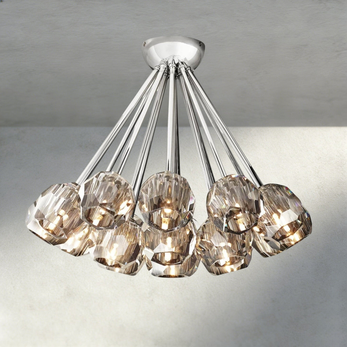 Beula De Clear/ Smoke Cristal Flushmount 24" - cyranlighting