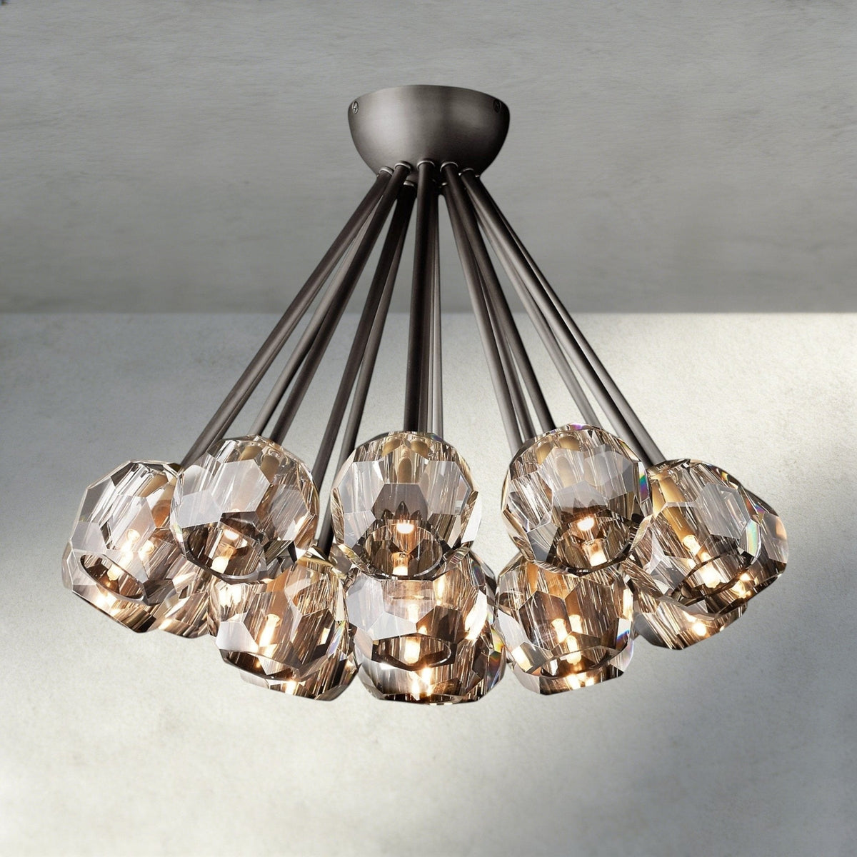 Beula De Clear/ Smoke Cristal Flushmount 24" - cyranlighting