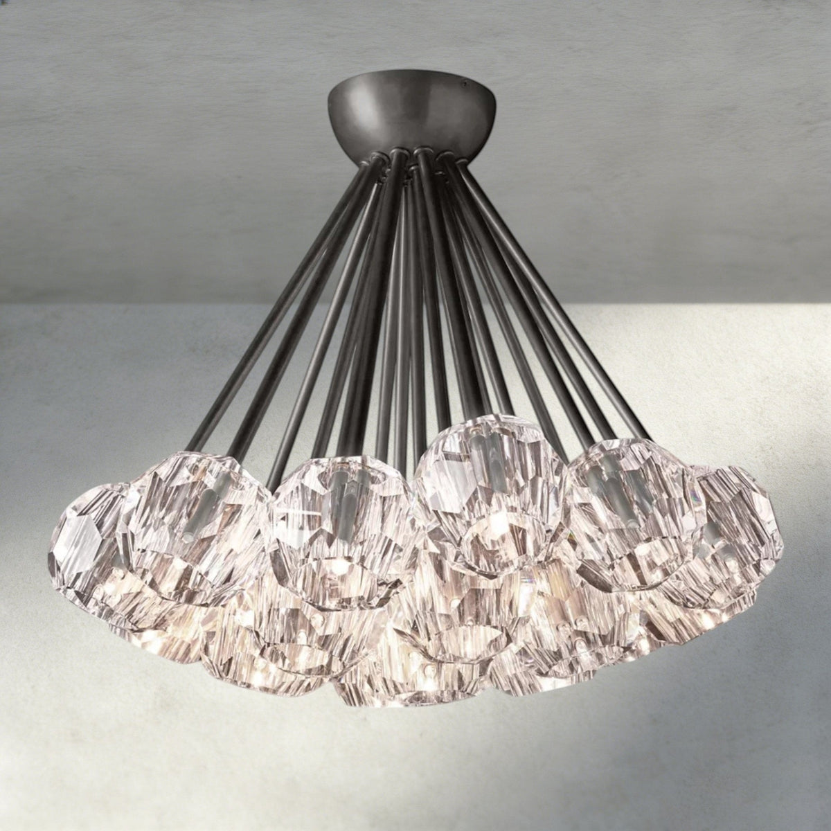 Beula De Clear/ Smoke Cristal Flushmount 24" - cyranlighting