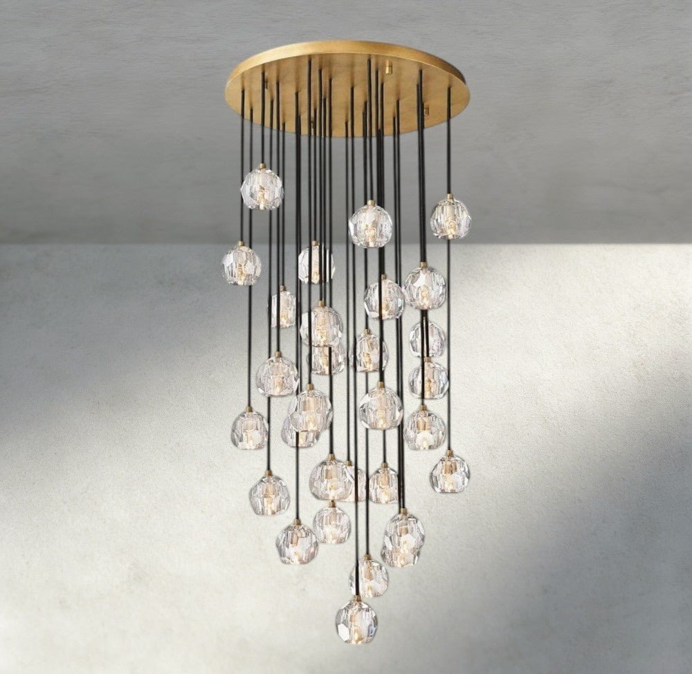 Beula De Cristal Clear/ Smoke Glass Round Cluster Chandelier 14", 19", 24", 30", 40" - cyranlighting