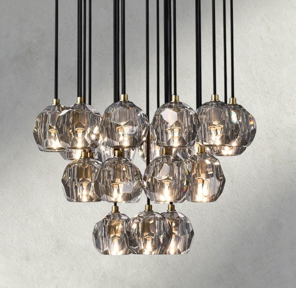 Beula De Cristal Clear/ Smoke Glass Round Cluster Chandelier 14", 19", 24", 30", 40" - cyranlighting