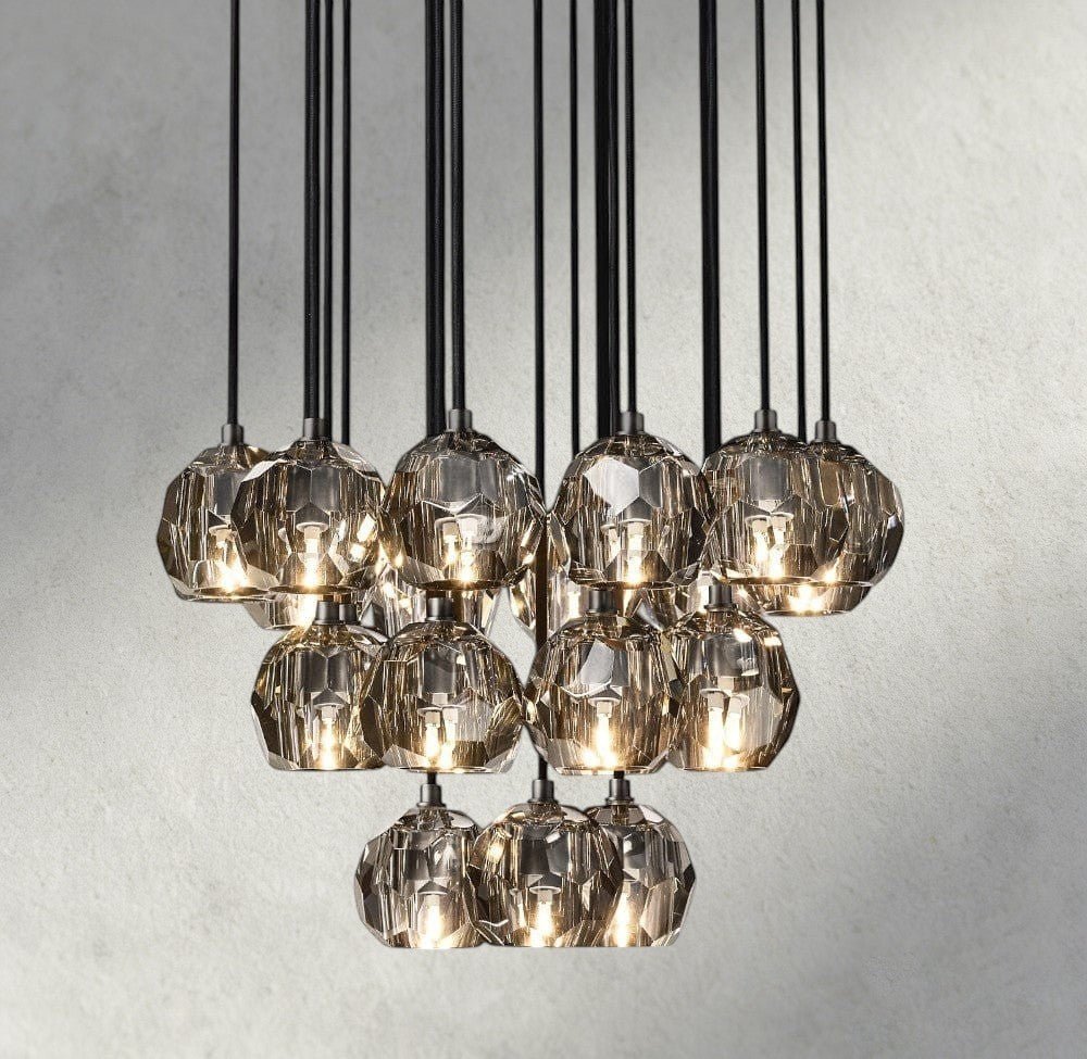 Beula De Cristal Clear/ Smoke Glass Round Cluster Chandelier 14", 19", 24", 30", 40" - cyranlighting