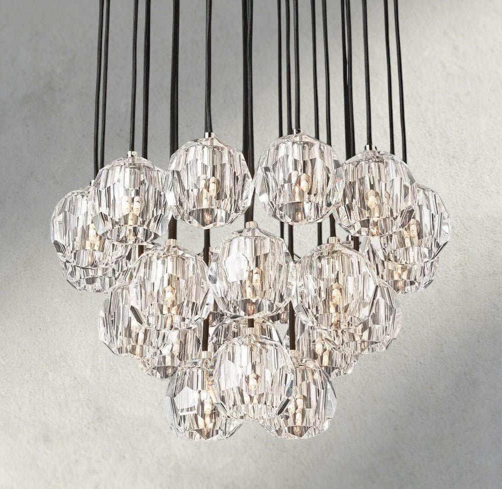 Beula De Cristal Clear/ Smoke Glass Round Cluster Chandelier 14", 19", 24", 30", 40" - cyranlighting