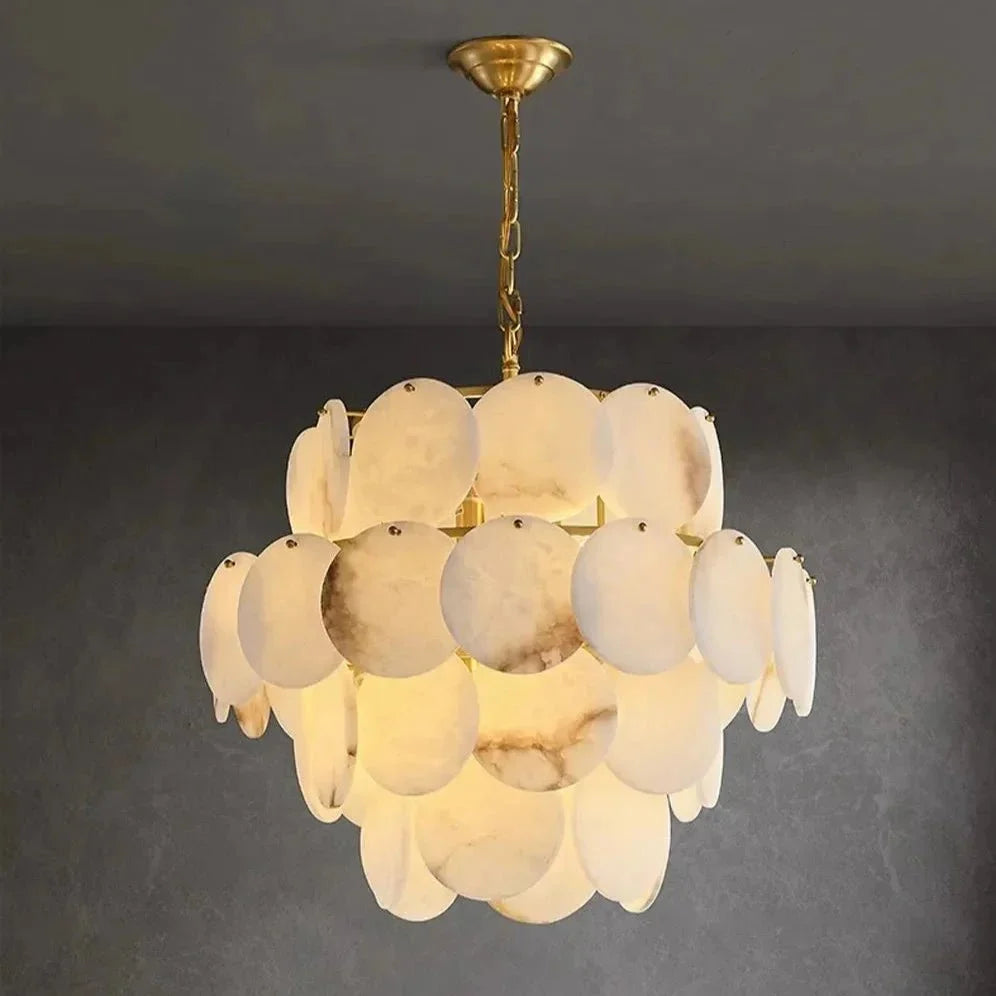 Bordwell Marble Chandelier 31" - cyranlamps
