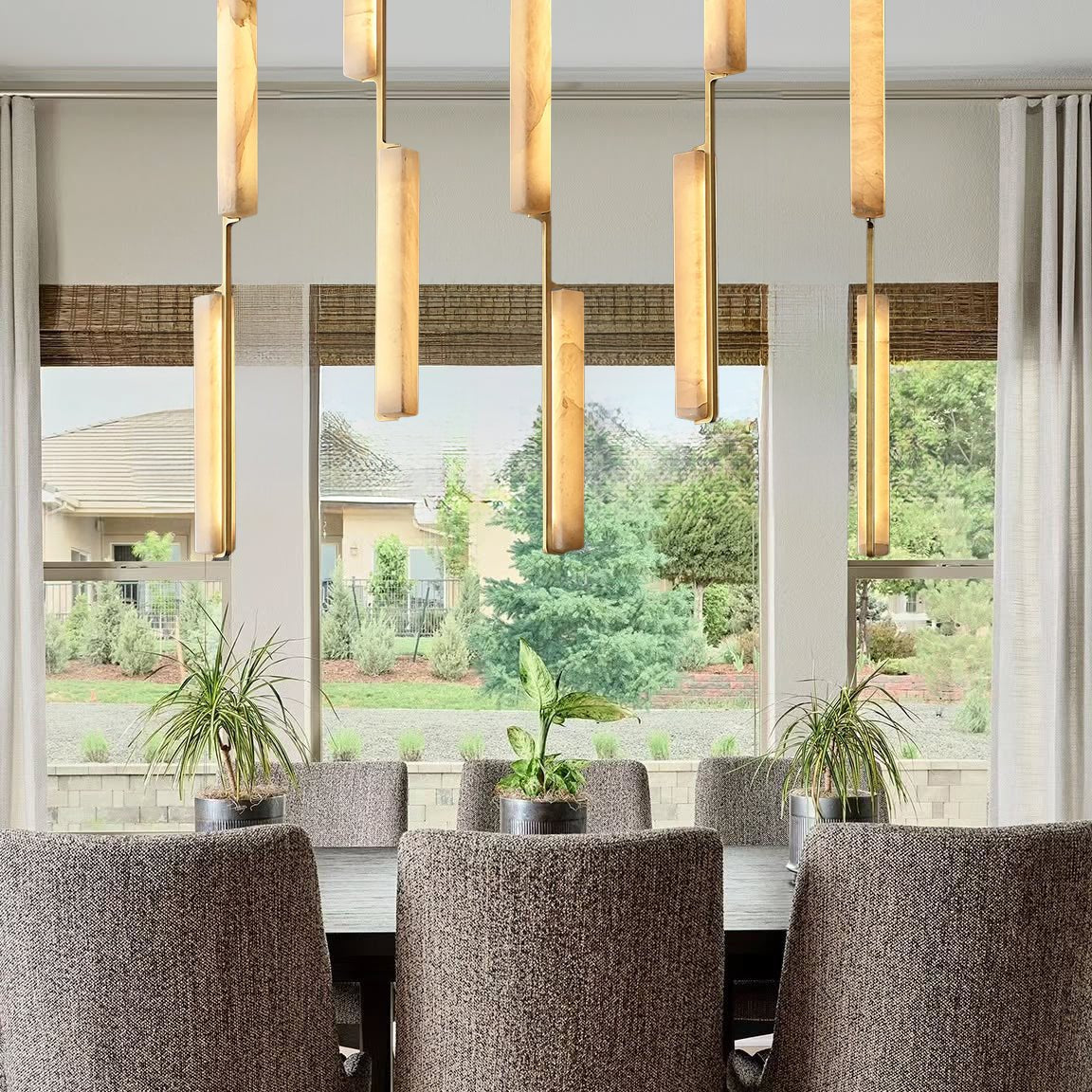 Budubon Alabaster Linear Chandelier - cyranlighting