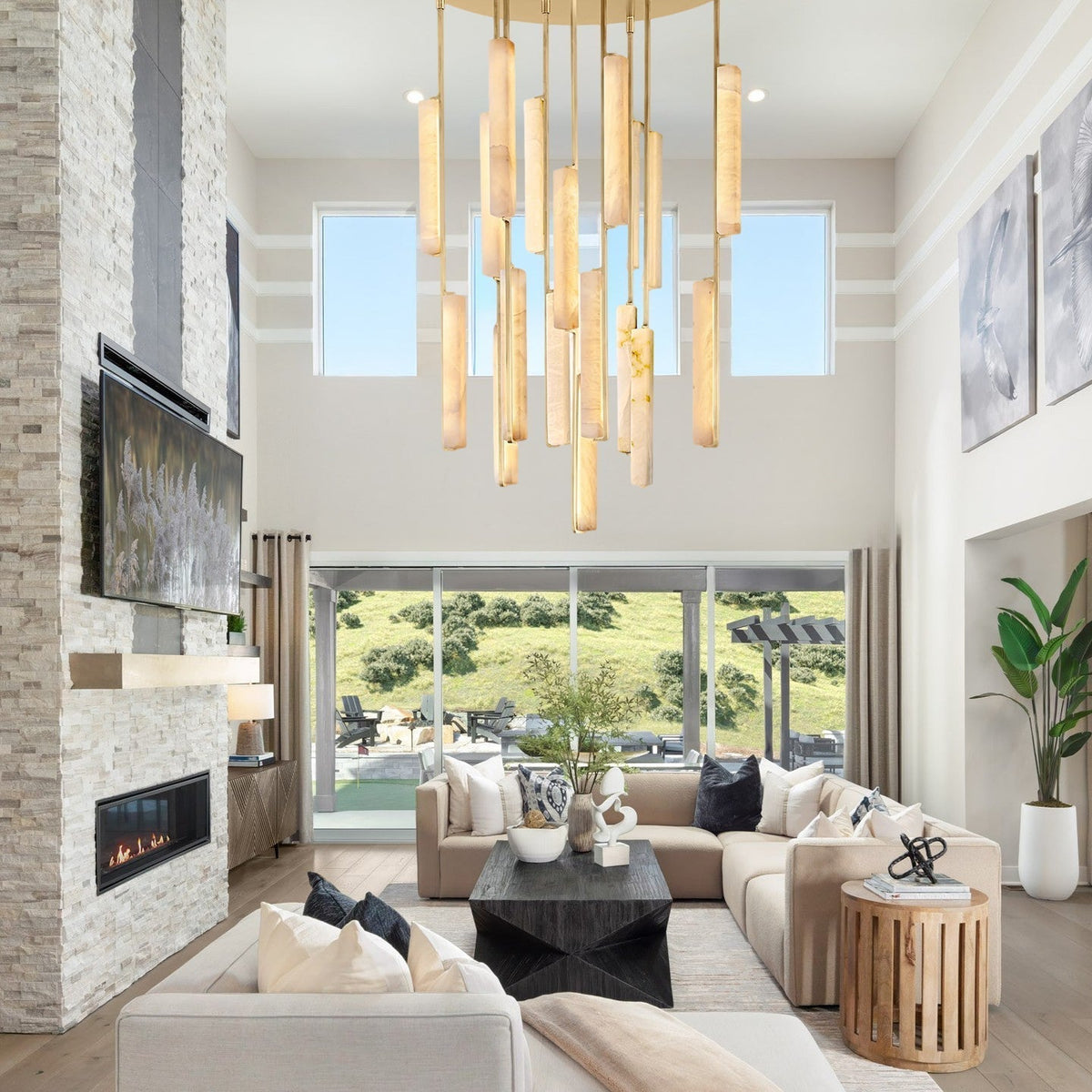 Budubon Alabaster Round Chandelier - cyranlighting