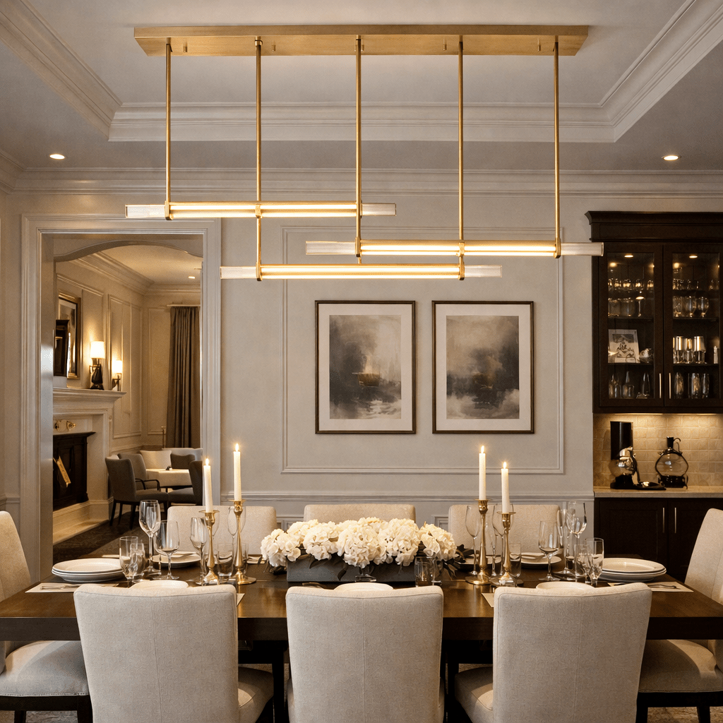 Budubon Crystal Triple Bar Linear Chandelier - cyranlighting