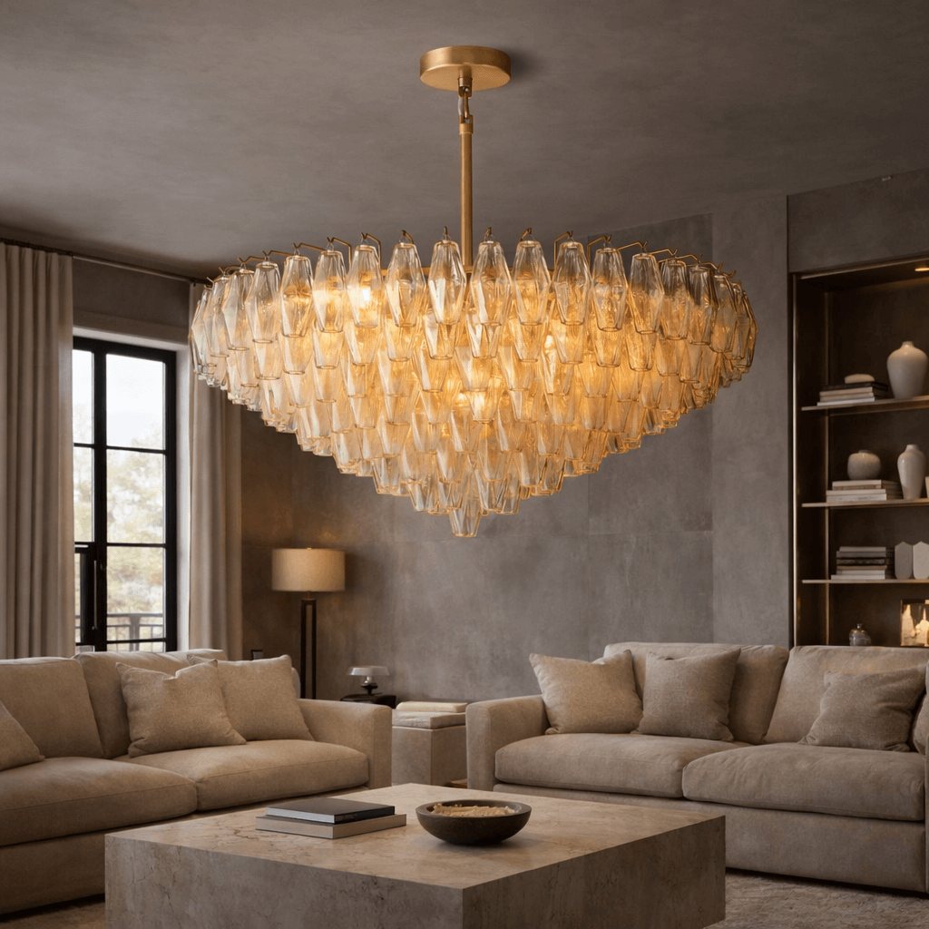 Burnley Glass Chandelier - cyranlamps