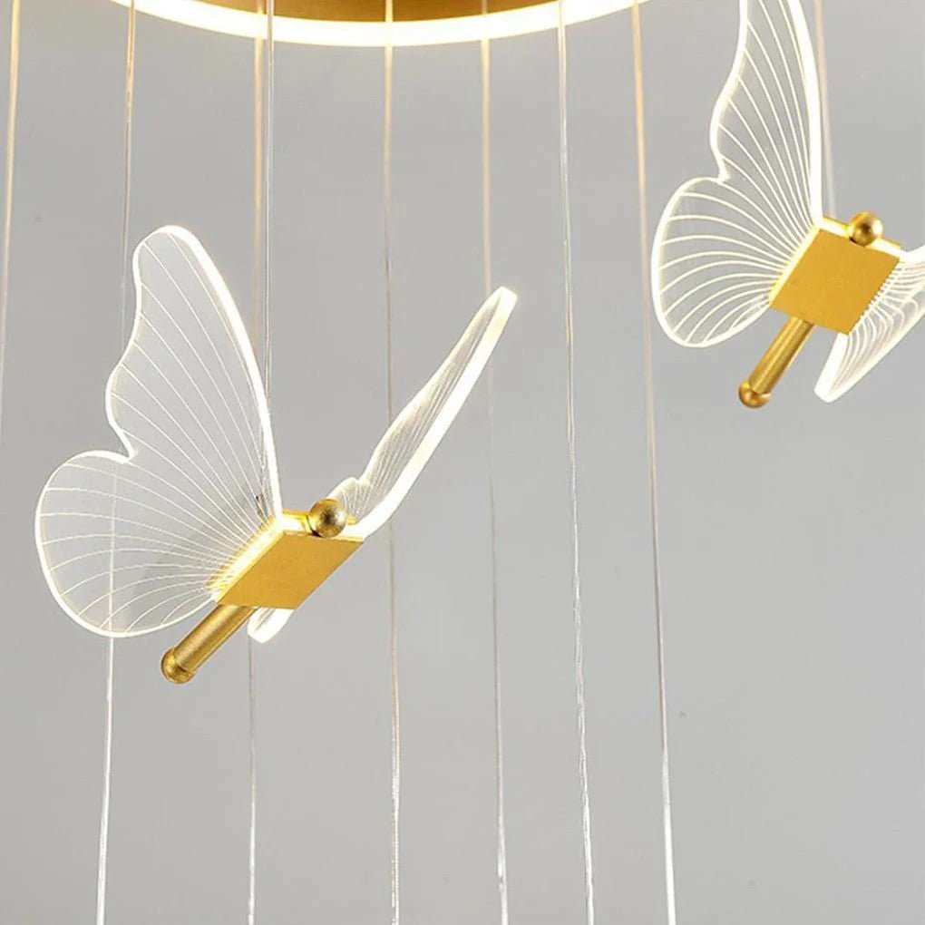 Butterfly Chandelierv Modern Metal Disk Acrylic Ceiling Light - Cyran Lamps