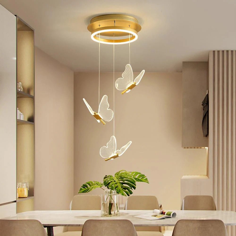 Butterfly Chandelierv Modern Metal Disk Acrylic Ceiling Light - Cyran Lamps