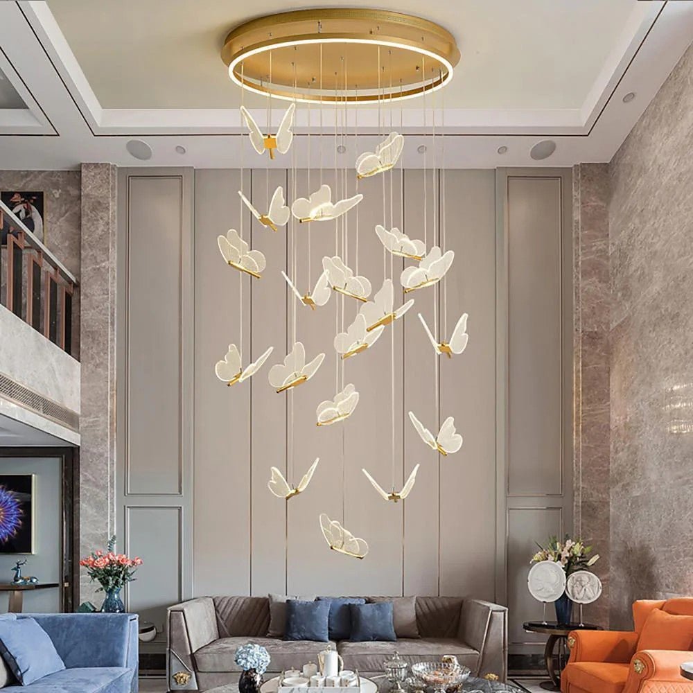 Butterfly Chandelierv Modern Metal Disk Acrylic Ceiling Light - Cyran Lamps