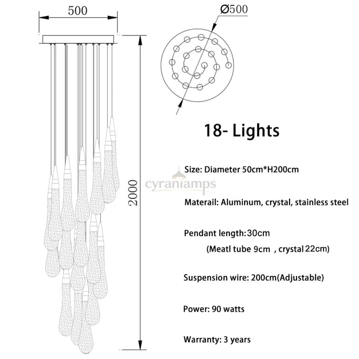 Cadere Modern Staircase Chandelier - cyranlighting