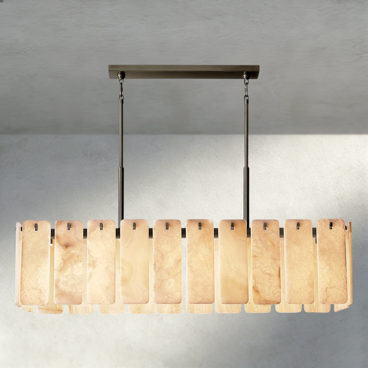 Calam Onyx Rectangular Alabaster Chandelier 60", 74" - Cyran Lamps
