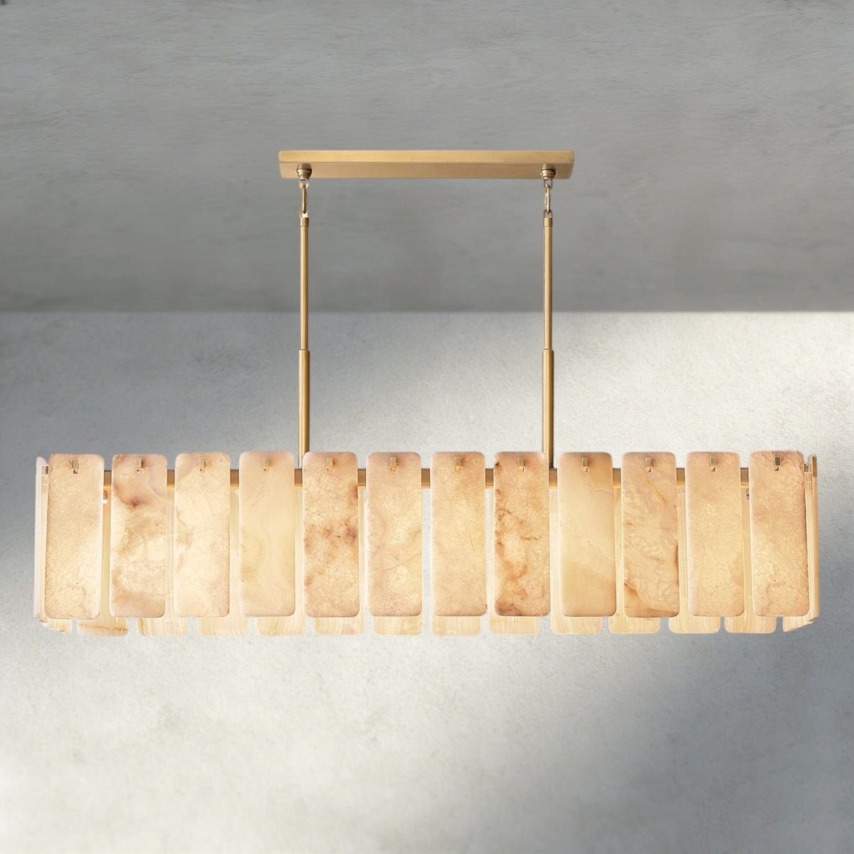 Calam Onyx Rectangular Alabaster Chandelier 60", 74" - Cyran Lamps