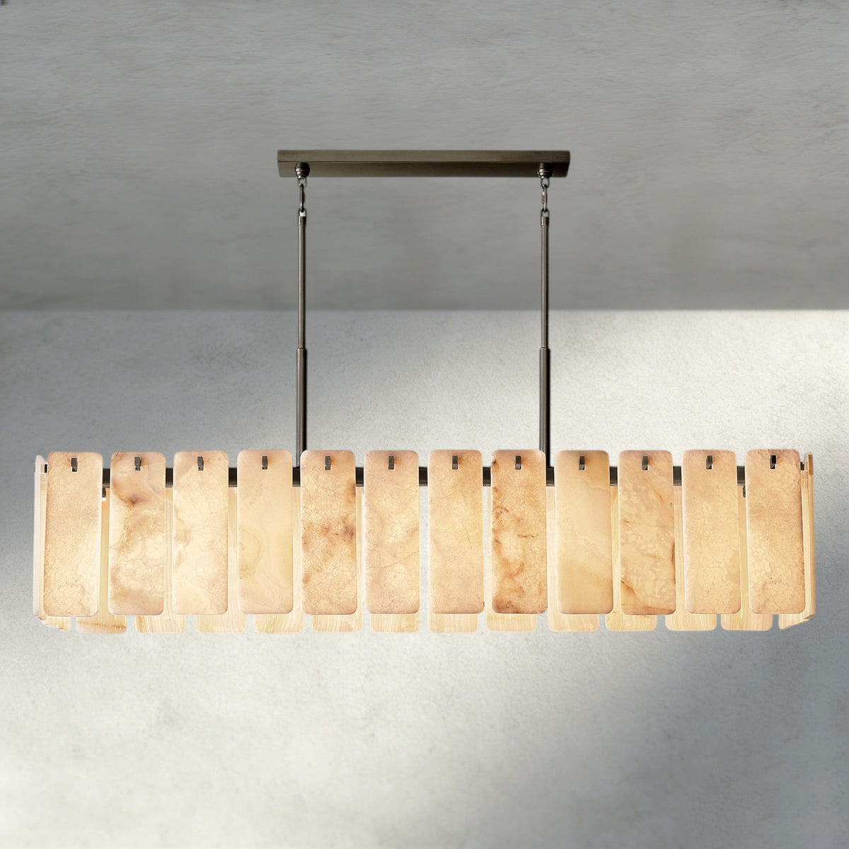 Calam Onyx Rectangular Alabaster Chandelier 60", 74" - Cyran Lamps