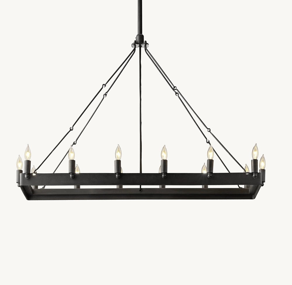 Camena Vintage Candelabra Rectangular Chandelier - Cyran Lamps