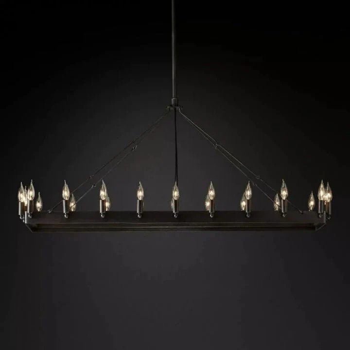Camena Vintage Candelabra Rectangular Chandelier - Cyran Lamps