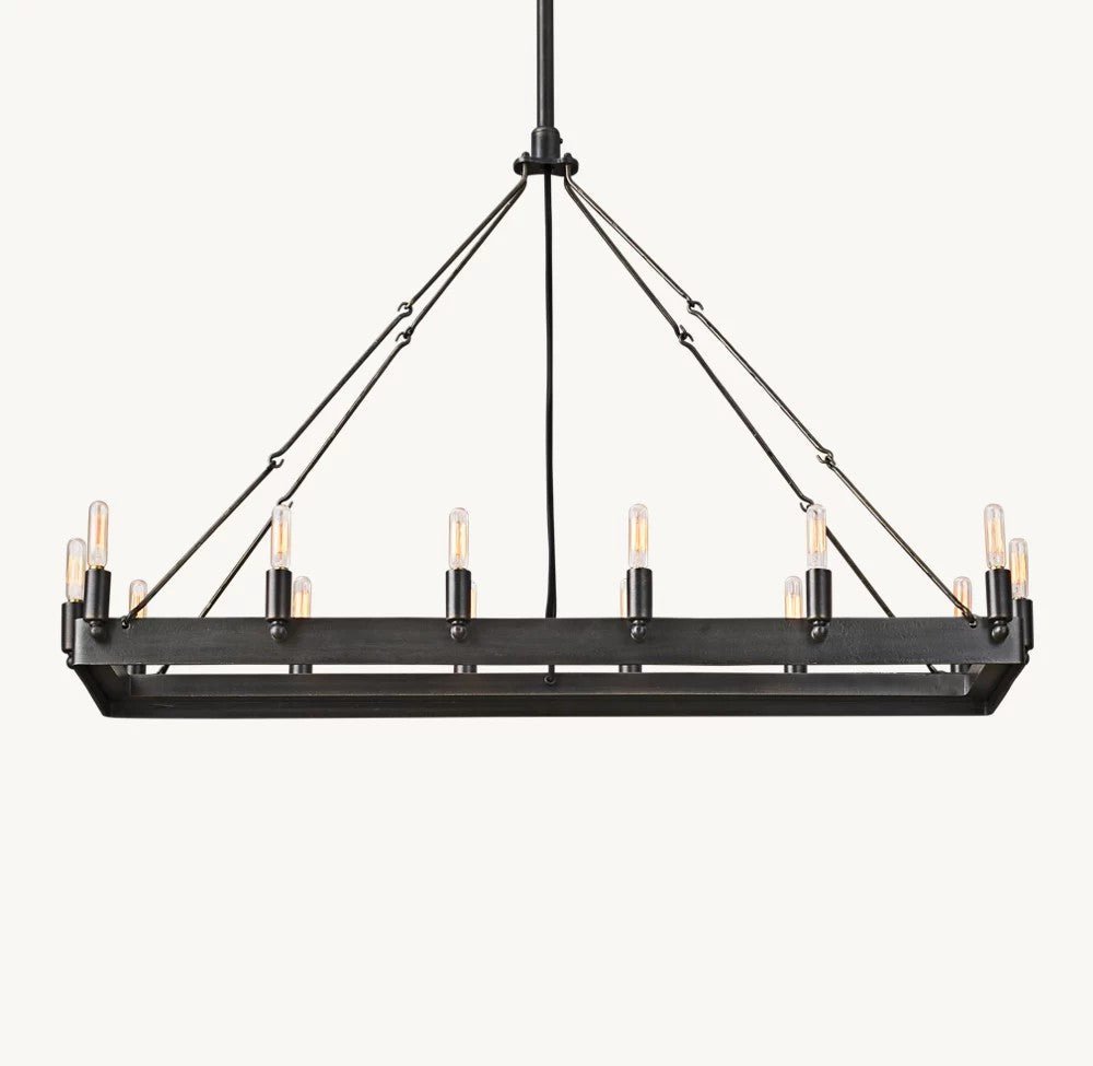 Camena Vintage Filament Rectangular Chandelier - Cyran Lamps