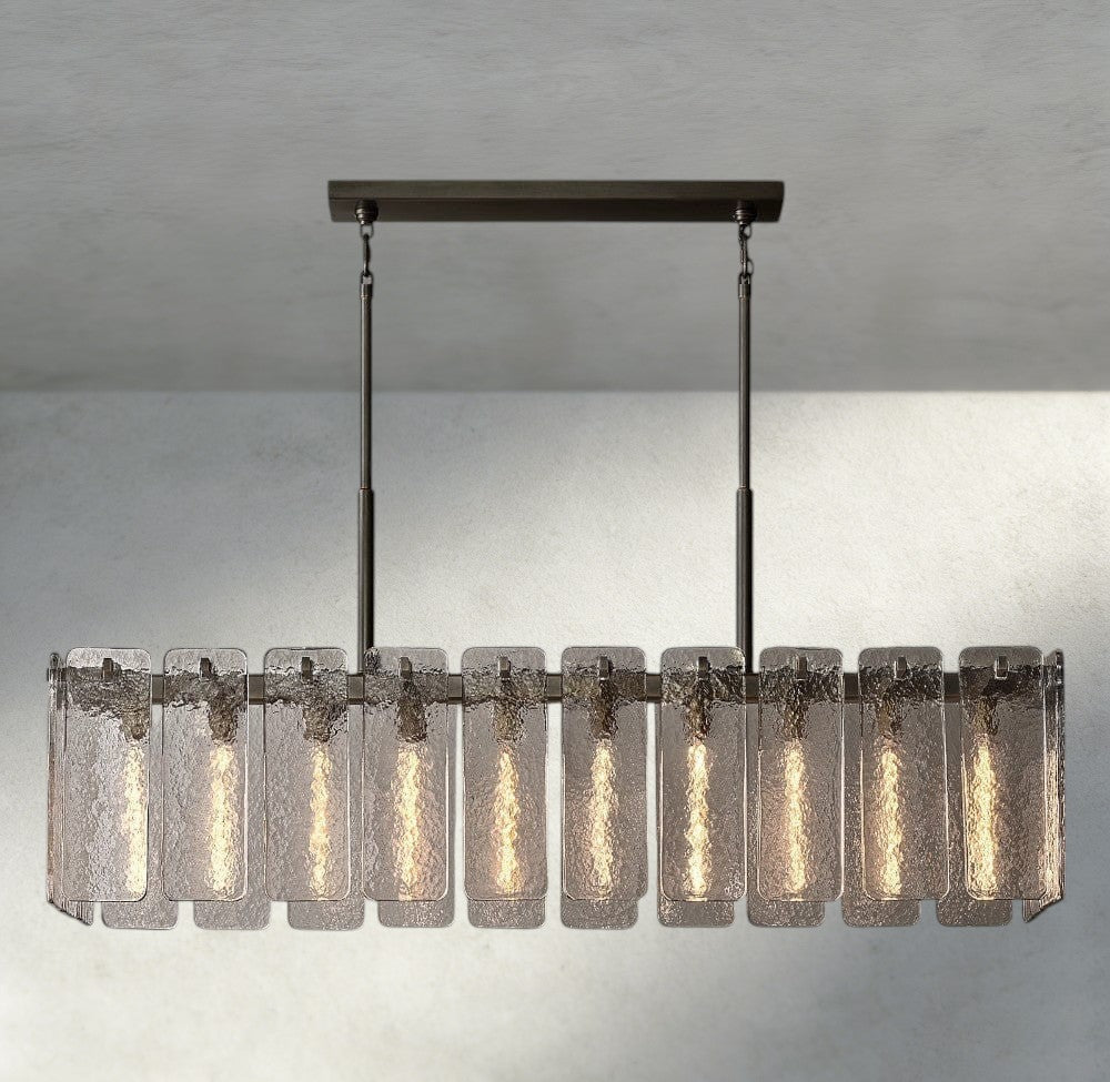 Celamotto Glass Rectangular Chandelier 60", 72" - cyranlighting