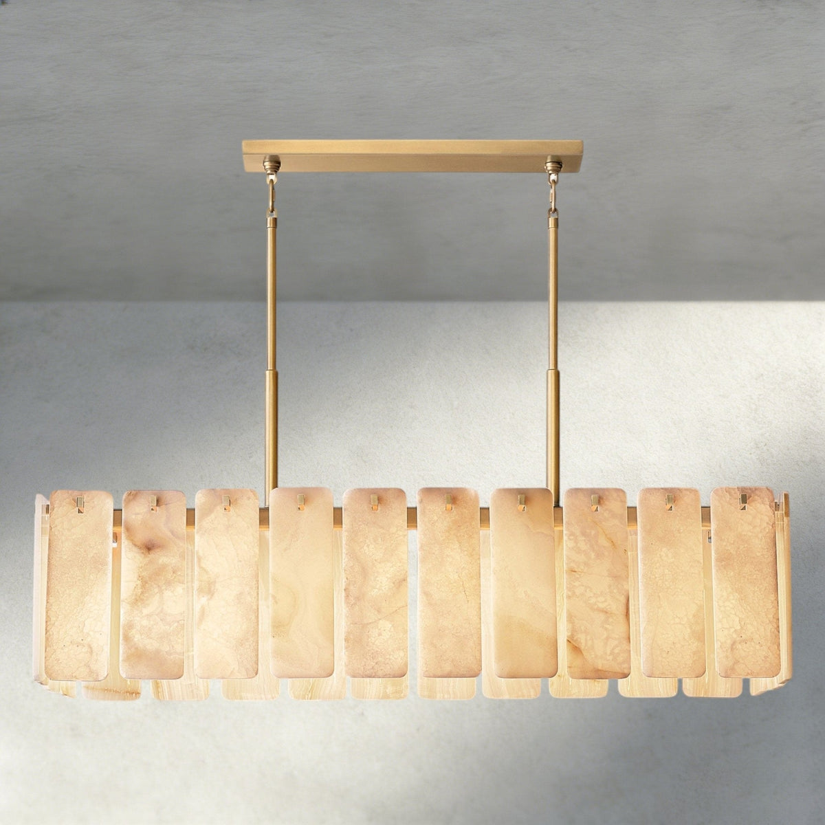 Celamotto Onyx Rectangular Alabaster Chandelier 60", 74" - Cyran Lamps