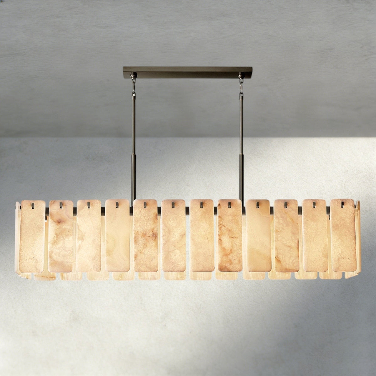 Celamotto Onyx Rectangular Alabaster Chandelier 60", 74" - Cyran Lamps