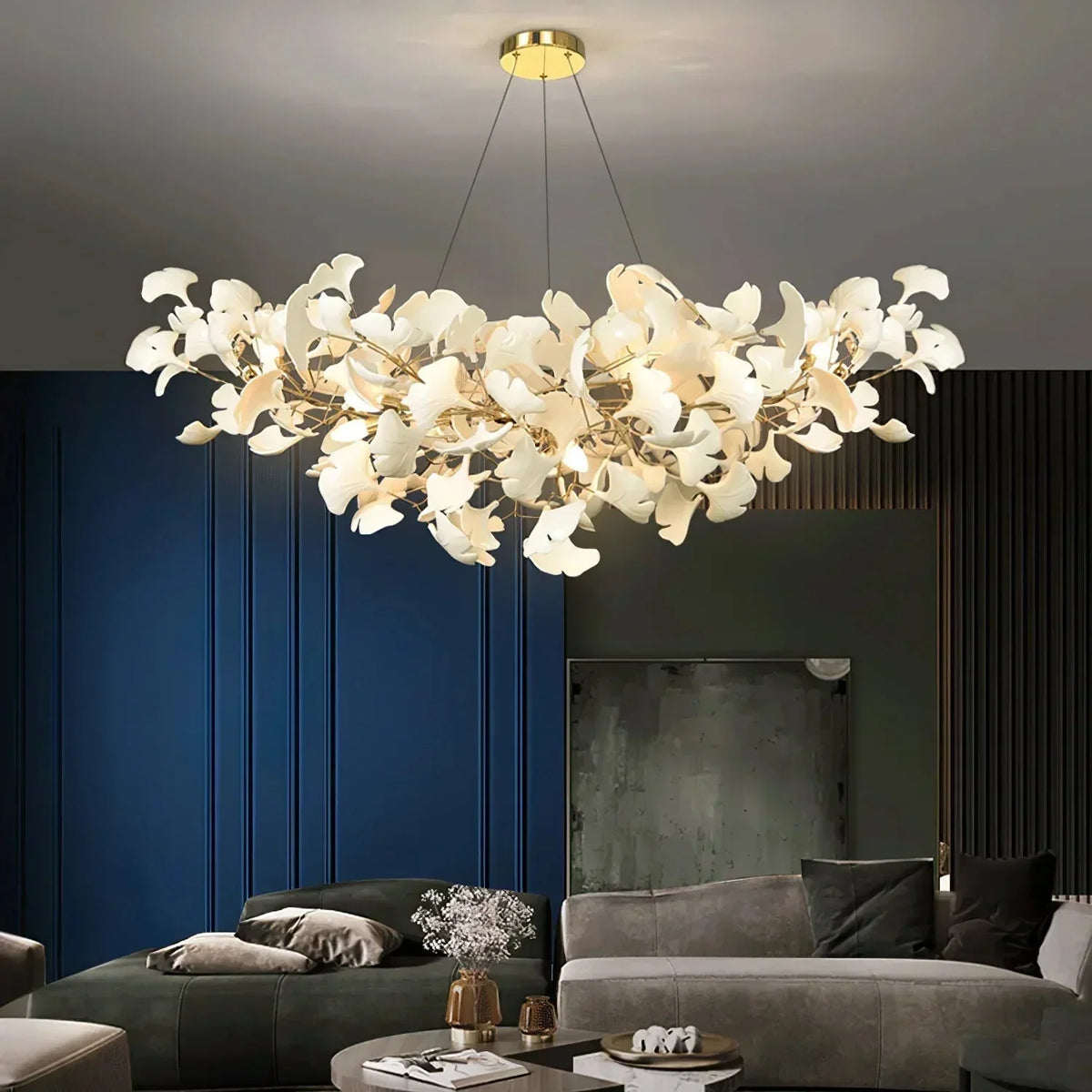 Ceramic Gingko Chandelier B - cyranlighting
