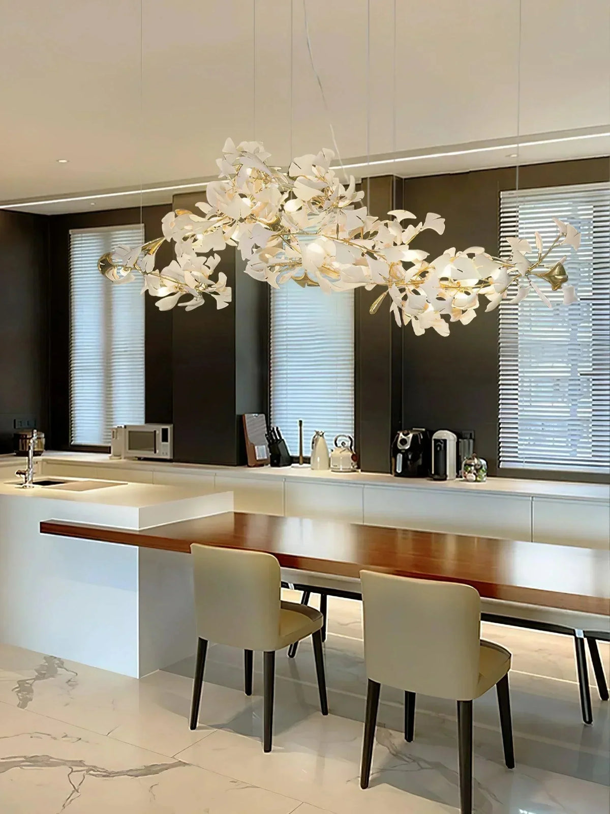 Ceramic Gingko Chandelier B - cyranlighting