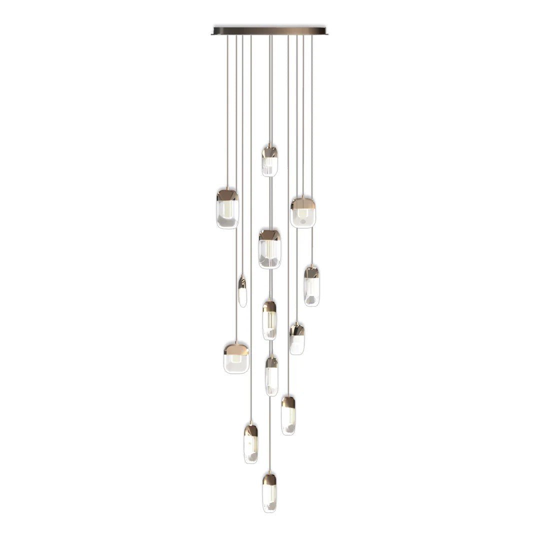 Chandelier for Staircase Full Copper Luxury Crystal Ceiling Light - Cyran Lamps