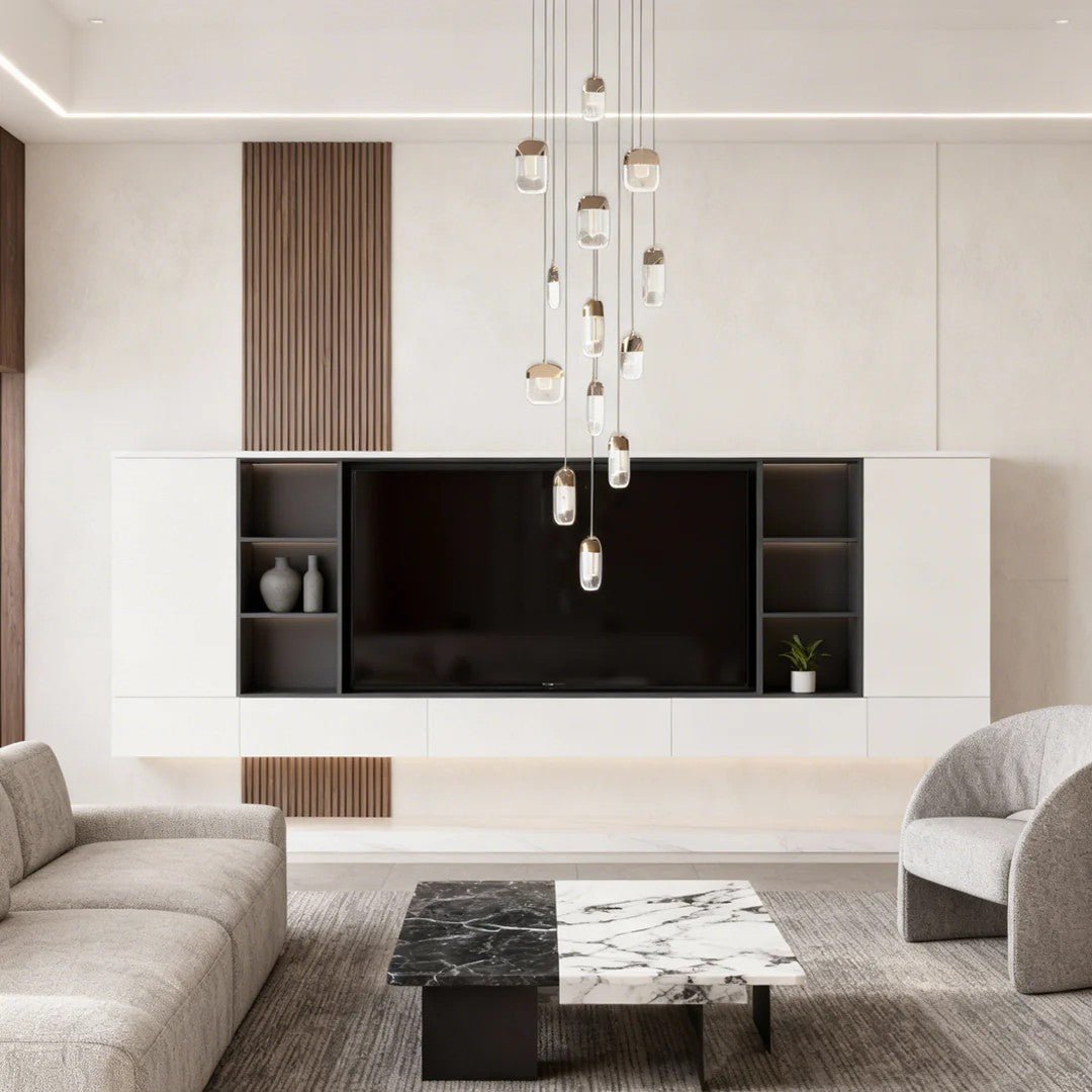Chandelier for Staircase Full Copper Luxury Crystal Ceiling Light - Cyran Lamps