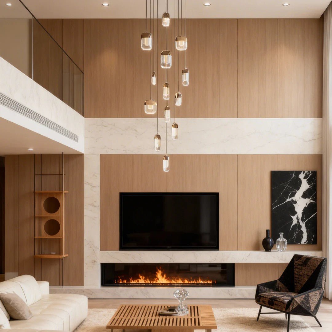 Chandelier for Staircase Full Copper Luxury Crystal Ceiling Light - Cyran Lamps