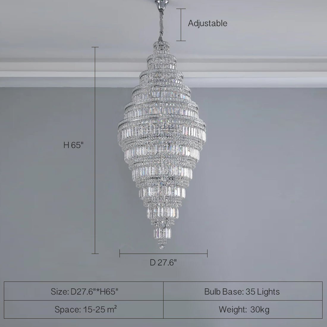 Chrome Extra Large Crystal Chandelier for Foyer Staircase Living Room Entrance Ceiling Light Fixture In Silver - cyranlamps