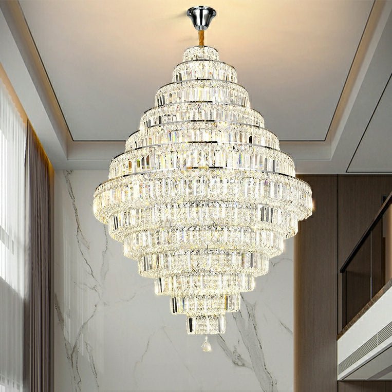 Chrome/ Silver/ Gold Extra Large Chandelier For Foyer Living Room Staircase Crystal Ceiling Lighting Fixture - cyranlamps