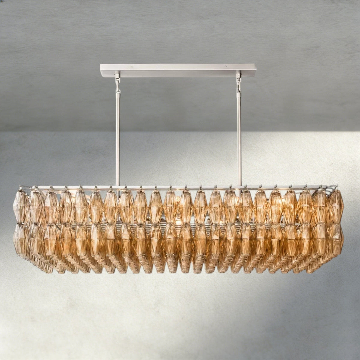 CIHELA CLEAR/ SMOKE GLASS RECTANGULAR CHANDELIER 54", 74" - cyranlighting