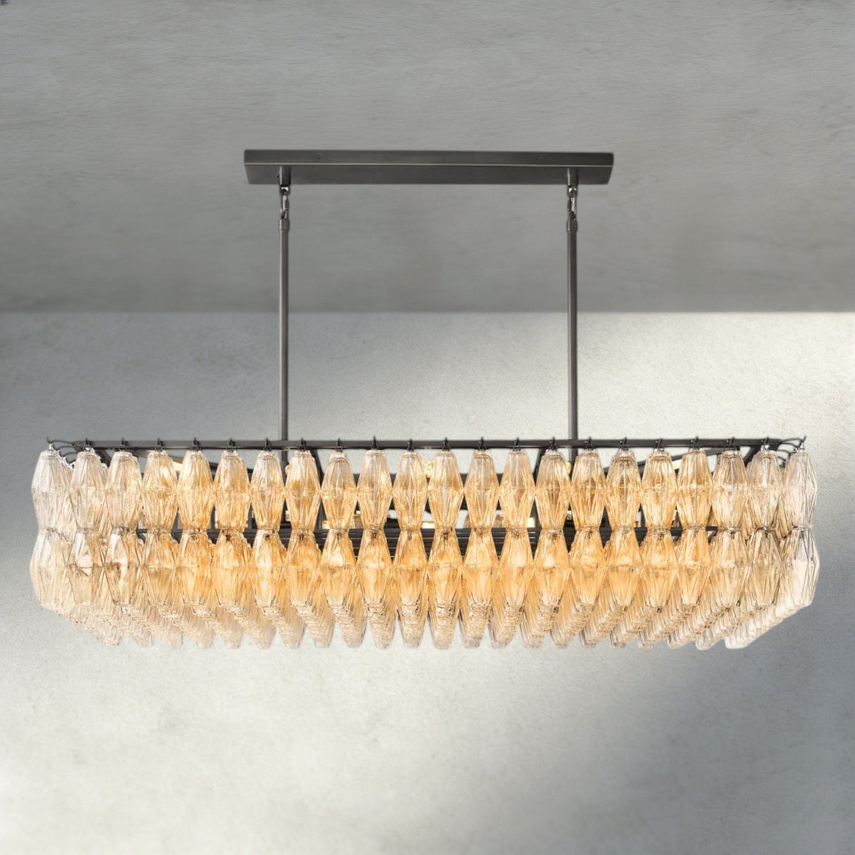 CIHELA CLEAR/ SMOKE GLASS RECTANGULAR CHANDELIER 54", 74" - cyranlighting