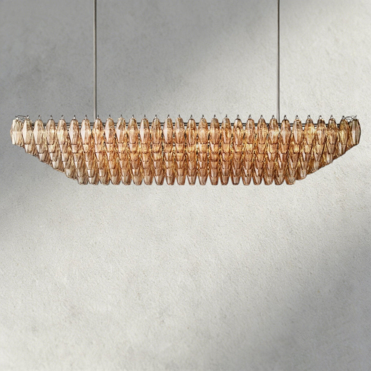 CIHELA CLEAR/ SMOKE GLASS TIERED RECTANGULAR CHANDELIER 54", 74" - cyranlighting
